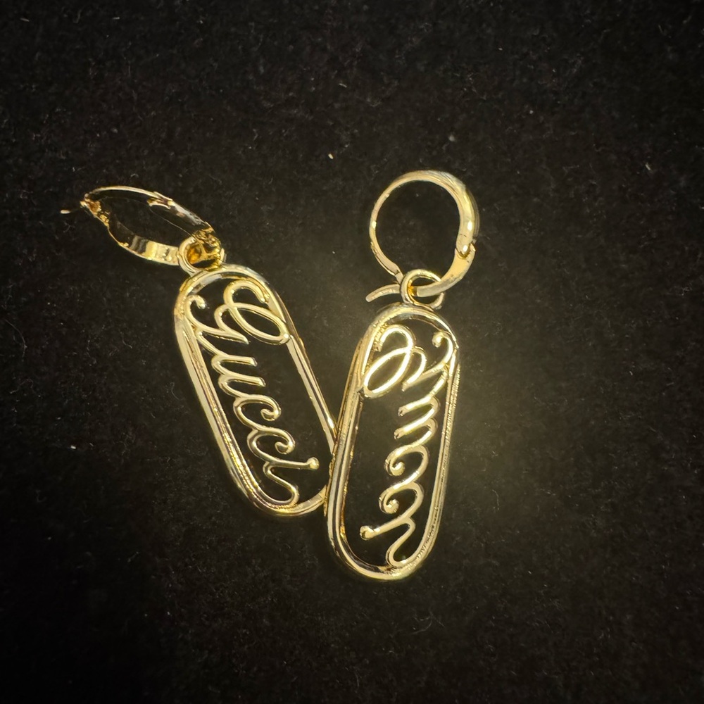 Gucci Gold Script Cursive Earrings - image 2